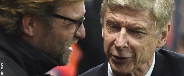 Borussia Dortmund manager Jurgen Klopp and Arsenal boss Arsene Wenger