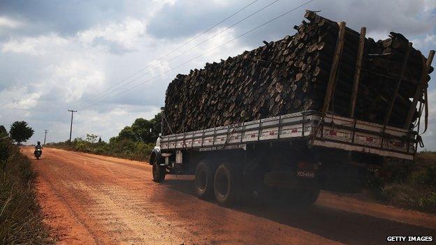 A truck carrying illegally harvested logs. Sao Luis de Maranhao November 2014