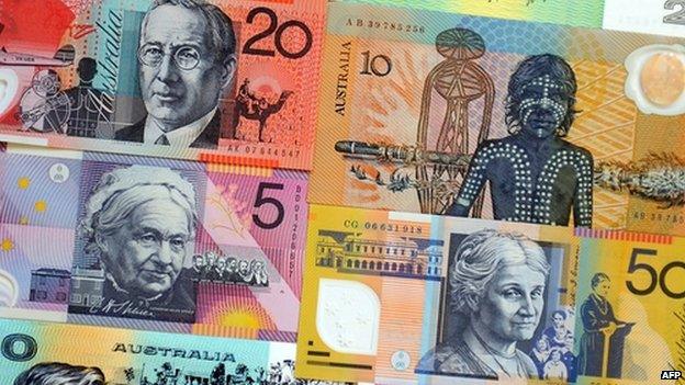 Montage of Australian banknotes