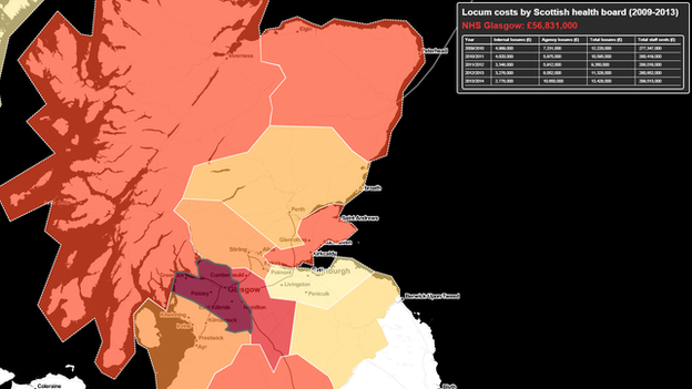 BBC Scotland has created an interactive map of locum doctor data