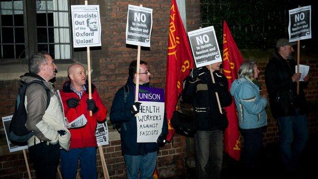 Demonstrators at Oxford Union