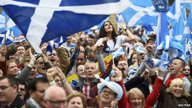 Yes campaigners during the referendum