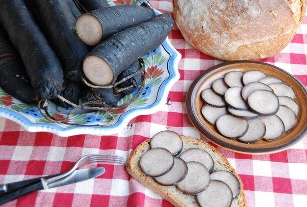 Andouilles de Guemene served on table