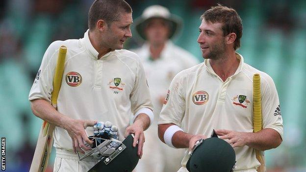 Michael Clarke and Phillip Hughes