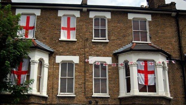 England flags in windows