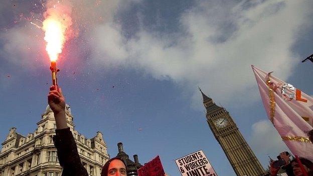 A protest outside Parliament in November