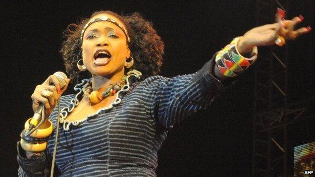 Malian singer Oumou Sangare performs in Essaouira on 22 June 2012 during the Gnaoua World Music Festival