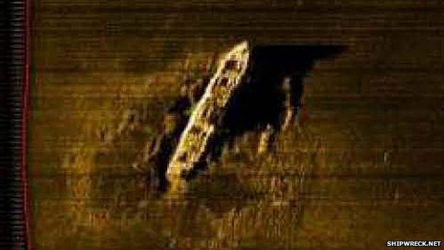 A side-scan sonar image of the SS Gairsoppa