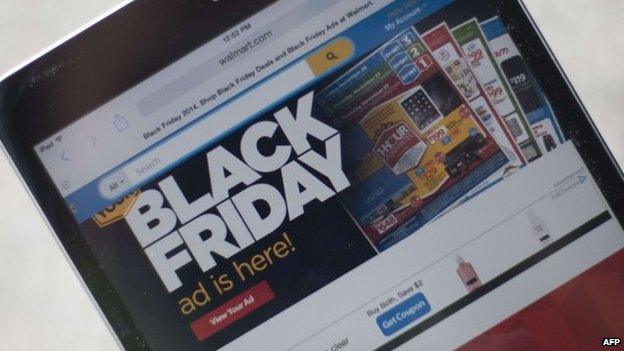 "Black Friday" advertisement for Walmart is seen on an iPad in Annapolis, Maryland November 16, 2014