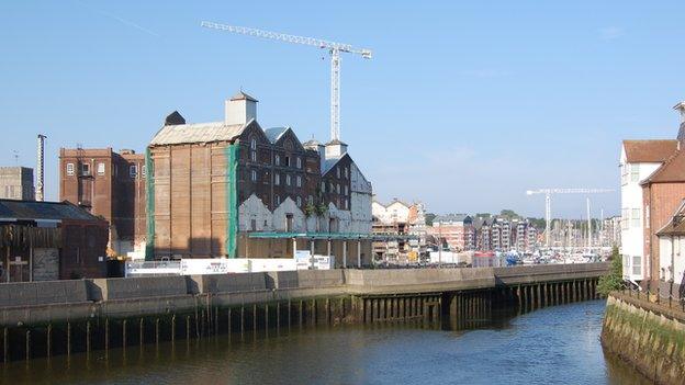 Ipswich waterfront from Stoke Bridge