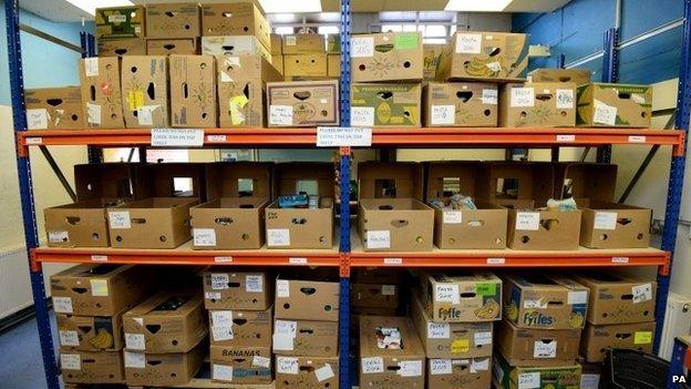 Boxes at a food bank