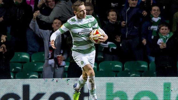 Stefan Johansen pulled one back for Celtic against Salzburg.