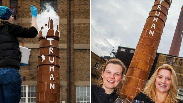 Gingerbread sculptor Daisy Brydon with beer expert Melissa Cole