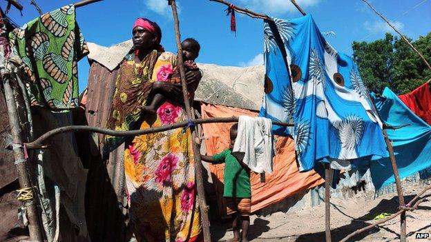 A woman and her children in Somalia