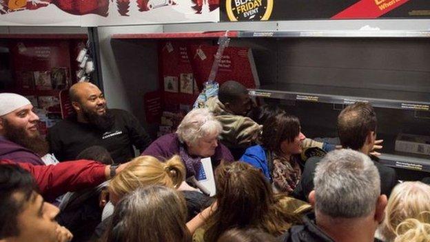 Black Friday shoppers in a Cardiff Tesco