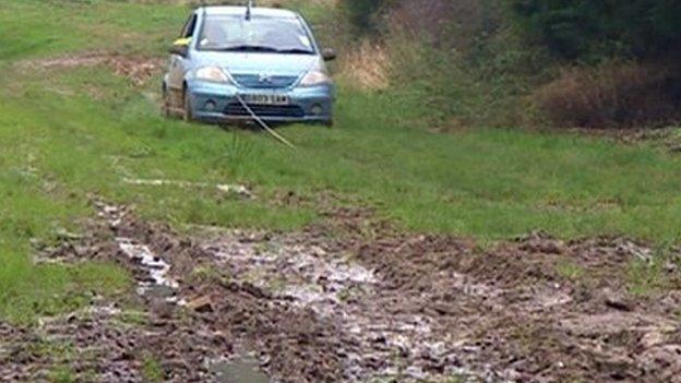 Car stuck in xxx field