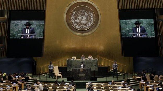 President Salva Kiir of South Sudan at the United Nations General Assembly, September 27, 2014