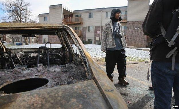 Ferguson, burnt out car