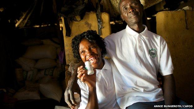 Jean (L) and her husband in Ndola, Zambia