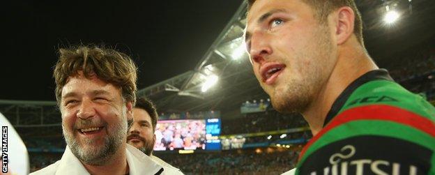 Russell Crowe (left) with Sam Burgess