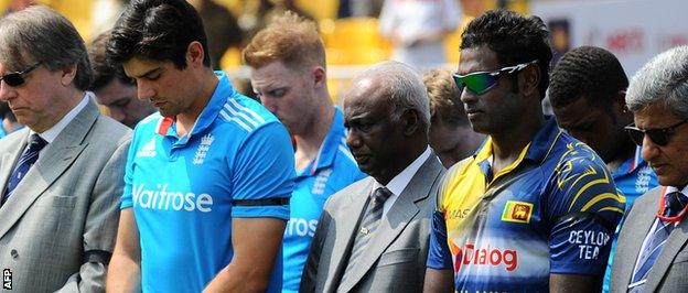 England and Sri Lanka held a two minutes silence for Phillip Hughes before their one-day international in Colombo