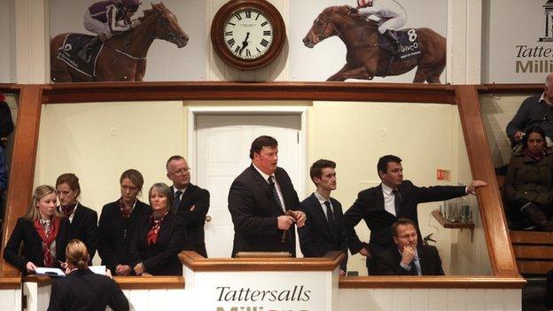 Auctioneer in action at Tattersalls