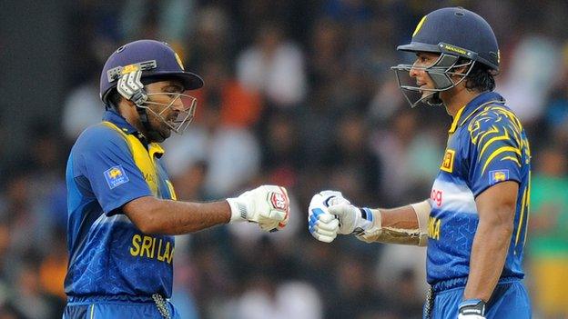 Sri Lanka's Mahela Jayawardene and Kumar Sangakkara