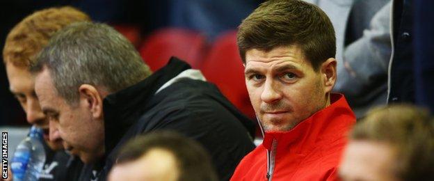 Liverpool midfielder Steven Gerrard was a substitute against Stoke City