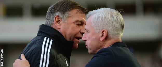 West Ham manager Sam Allardyce (left) and Newcastle counterpart Alan Pardew