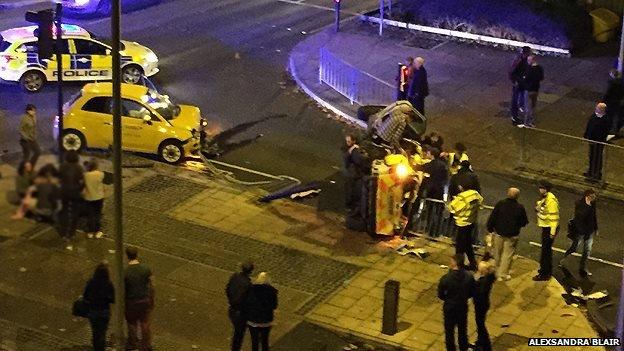 Scene of police car crash in Norwich