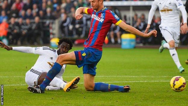 Wilfried Bony scores for Swansea