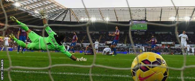 Wilfried Bony scores for Swansea