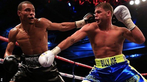 Chris Eubank Junior (left) in action against Bradley Joe Saunders