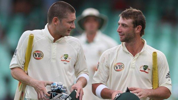 Michael Clarke (left) and Phillip Hughes