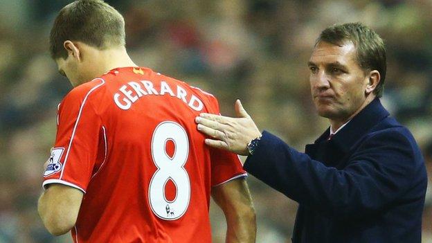 Liverpool Steven Gerrard and Brendan Rodgers
