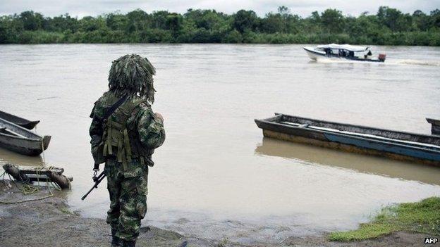 Soldier in Choco province, Colombia, 19 Nov 14