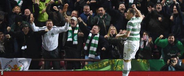 Anthony Stokes celebrates after drilling Celtic into a commanding lead.