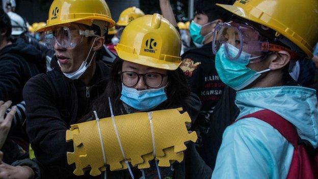 Protesters in Hong Kong