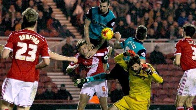 Blackburn attack the Boro goal