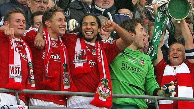Wrexham celebrate their 2013 FA Trophy win