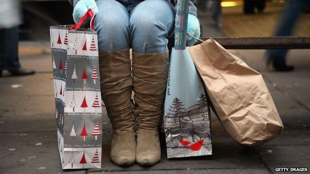 Christmas shopper taking a break