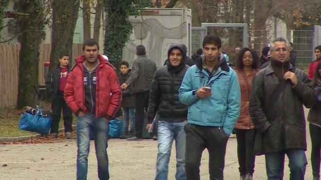 Asylum seekers at old army barracks in Munich