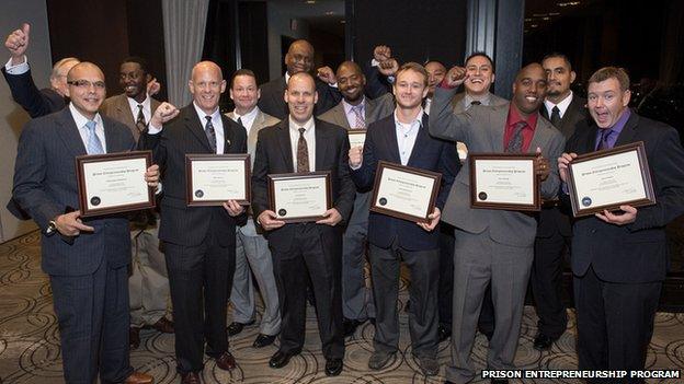 Graduates of the 2014 Prison Entrepreneurship Program receive their certificates