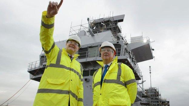 Defence Secretary Michael Fallon on visit to Rosyth Dockyard in Fife