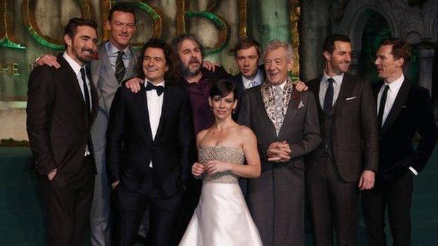 The cast of the Hobbit at the premiere of the film at the Odeon Leicester Square in central London