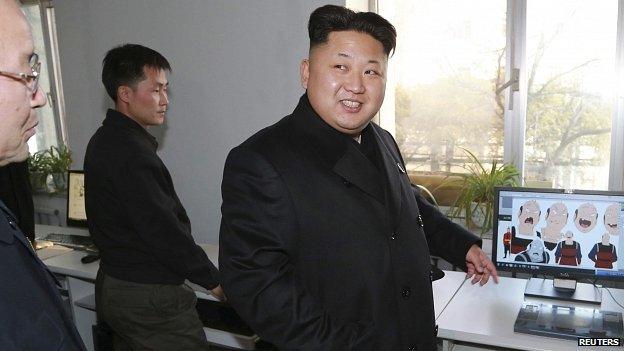 North Korean leader Kim Jong-un gives field guidance during his visit to the Korean Cartoon Film Studio. 27 Nov 2014