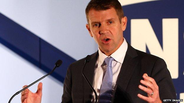 File photo: NSW Premier Mike Baird at a speech in Sydney, Australia, 20 May 2014