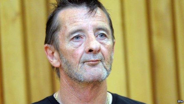 AC/DC drummer Phil Rudd appears in the High Court for charges of drug posession and threatening to kill, at the District Court in Tauranga, New Zealand, 26 November 2014