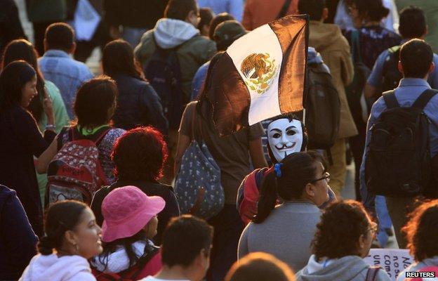 Protest in support of the 43 missing trainee teachers in Mexico City on 1 December, 2014