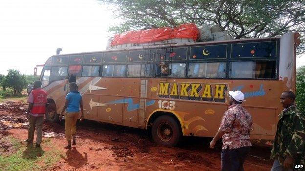 Aftermath of attack by al-Shabab on a bus in Kenya, 22 November 2014